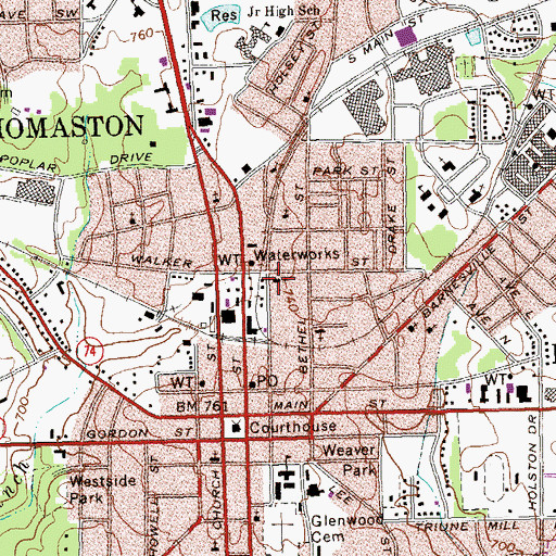 Topographic Map of Baptist Tabernacle, GA