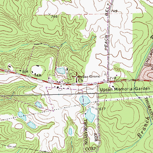 Topographic Map of Cedar Grove School (historical), GA