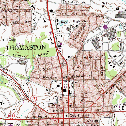 Topographic Map of Church of Christ, GA