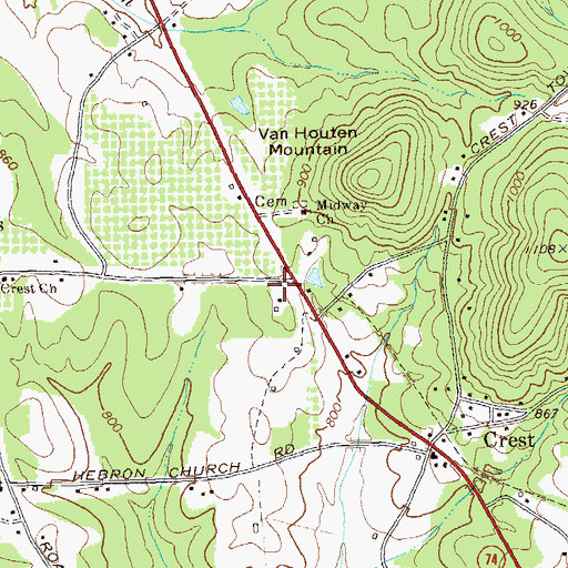 Topographic Map of Crest School (historical), GA