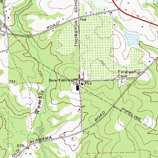 Topographic Map of Fellowship School (historical), GA