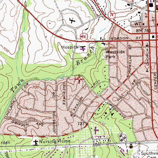 Topographic Map of First Presbyterian Church, GA