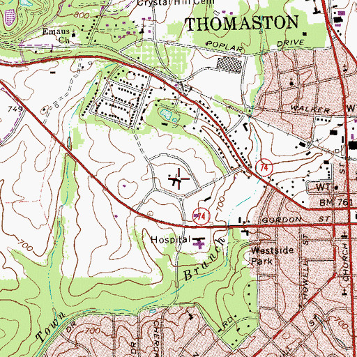 Topographic Map of First United Methodist Church, GA