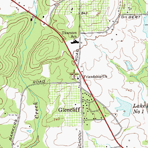 Topographic Map of Friendship Cemetery, GA