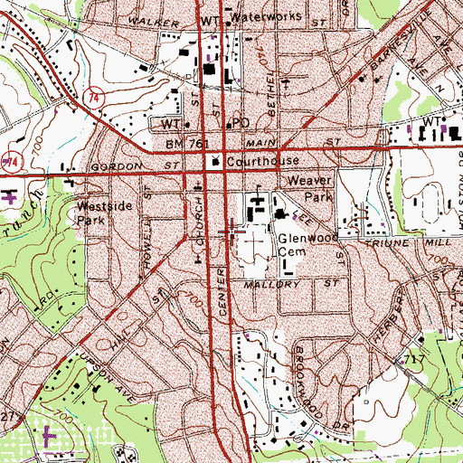 Topographic Map of Grace Primitive Baptist Church, GA