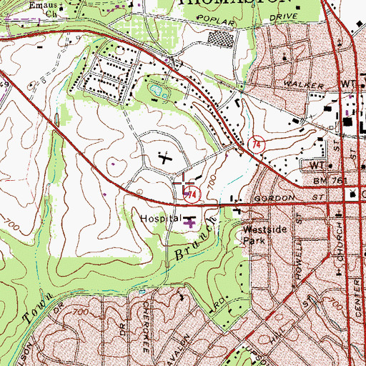 Topographic Map of Hightower Memorial Library, GA