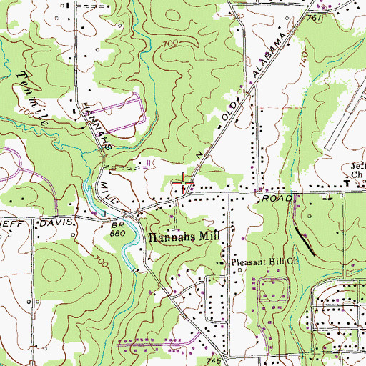 Topographic Map of Jeff Davis School (historical), GA