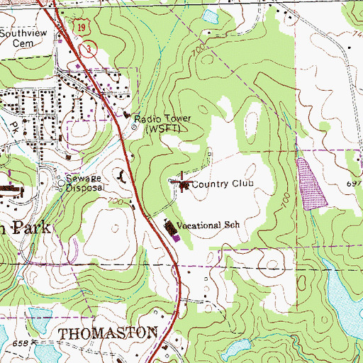 Topographic Map of Matthews Country Club, GA