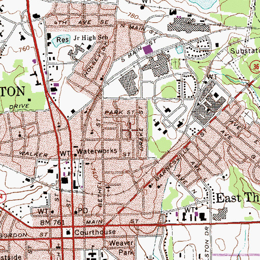 Topographic Map of Mount Zion Baptist Church (historical), GA