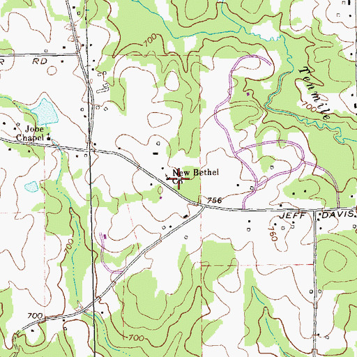 Topographic Map of New Bethel Cemetery, GA