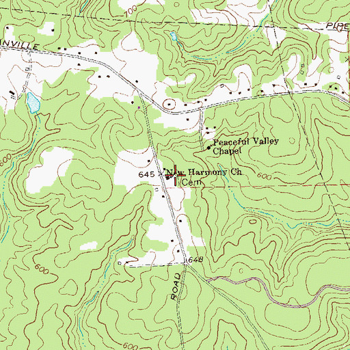 Topographic Map of New Harmony Cemetery, GA