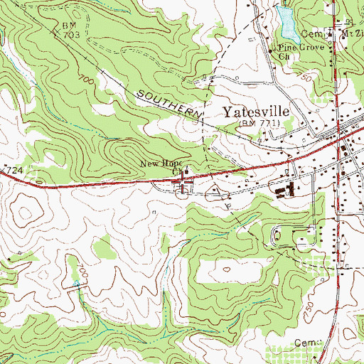 Topographic Map of New Hope Cemetery, GA
