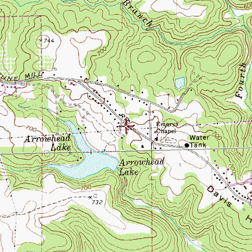Topographic Map of New School (historical), GA