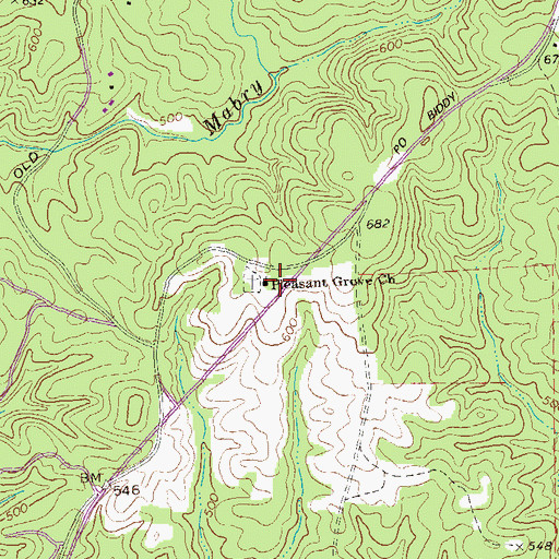 Topographic Map of Pleasant Grove School (historical), GA