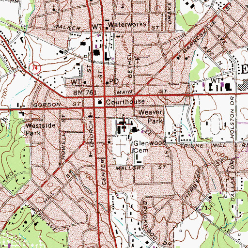 Topographic Map of Robert E Lee Institute, GA