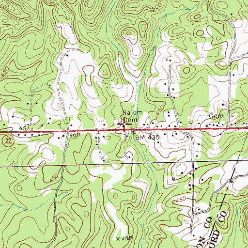 Topographic Map of Salem Church, GA
