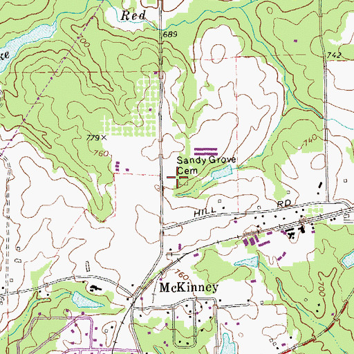 Topographic Map of Sandy Grove Church (historical), GA