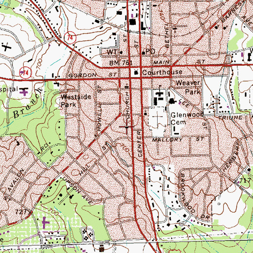 Topographic Map of Trinity Baptist Church, GA