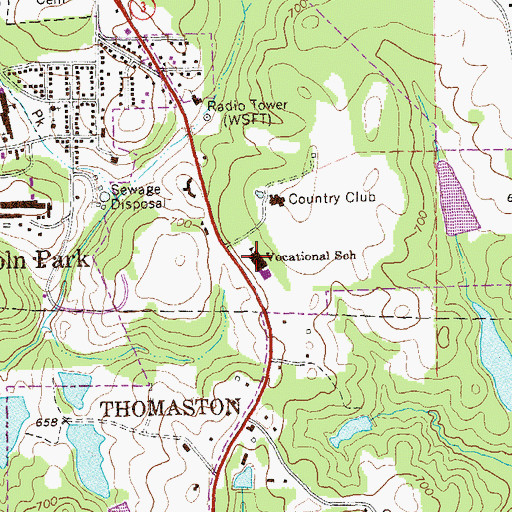 Topographic Map of Upson County Area Vocational School, GA