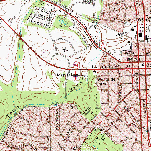 Topographic Map of Upson Regional Medical Center, GA