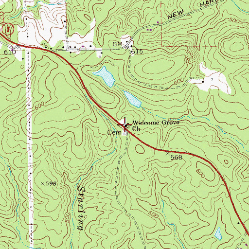 Topographic Map of Welcome Grove School (historical), GA