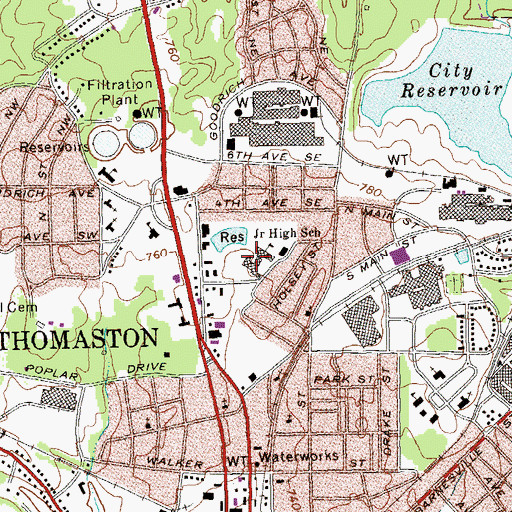 Topographic Map of Worthy Middle School, GA