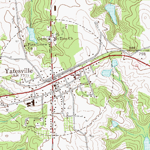 Topographic Map of Yatesville Methodist Church, GA