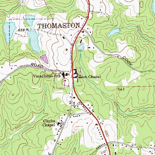 Topographic Map of Zion Chapel Cemetery, GA