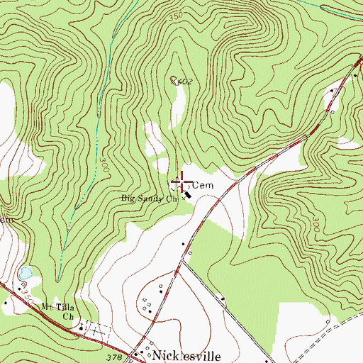 Topographic Map of Big Sandy Cemetery, GA