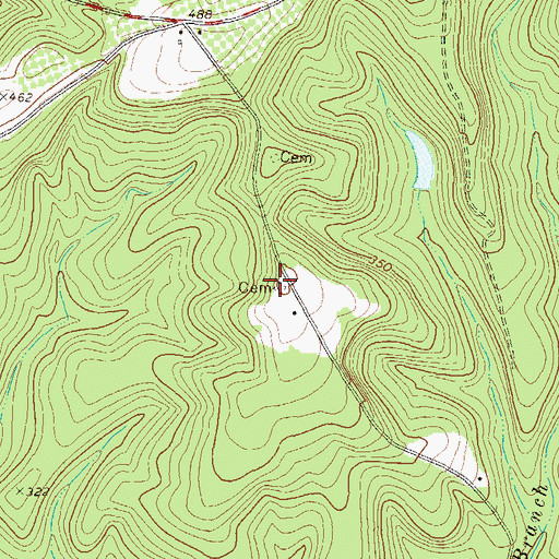 Topographic Map of Branan-Kinny Cemetery, GA