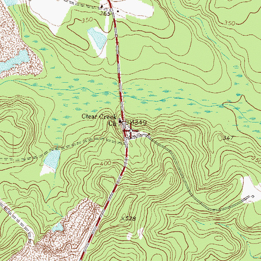 Topographic Map of Clear Creek Cemetery, GA