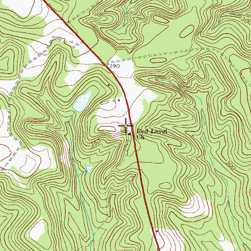 Topographic Map of Red Level Cemetery, GA