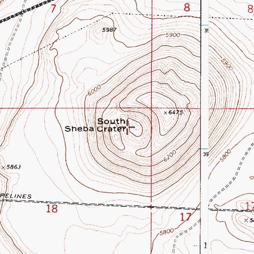 Topographic Map of South Sheba Crater, AZ