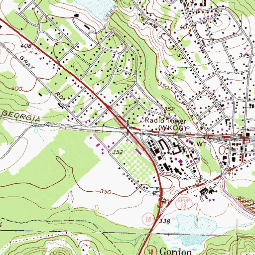 Topographic Map of Walter A Scott Memorial Bridge, GA