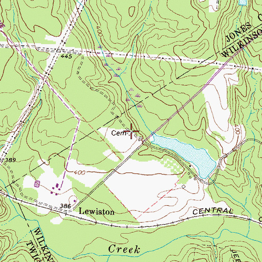 Topographic Map of Whitehurst Cemetery, GA