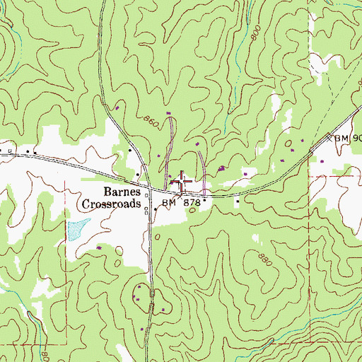 Topographic Map of Barnes Cemetery, GA