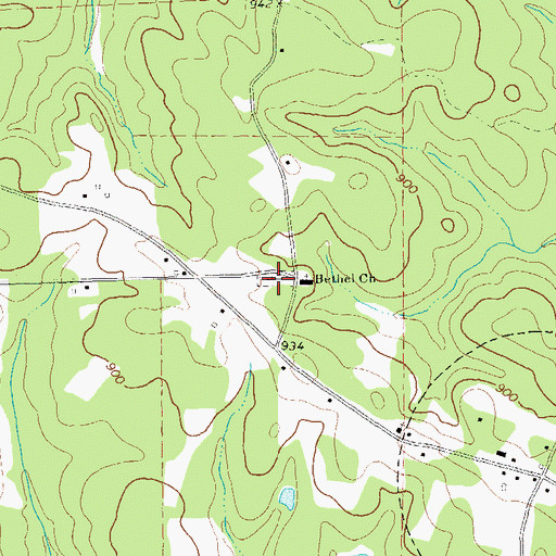 Topographic Map of Bethel Cemetery, GA