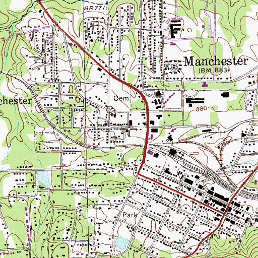 Topographic Map of Calvary Baptist Church, GA