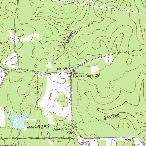 Topographic Map of Cedar Rock School (historical), GA