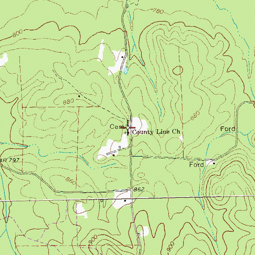 Topographic Map of County Line Cemetery, GA