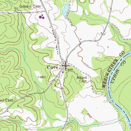 Topographic Map of Cove Church, GA