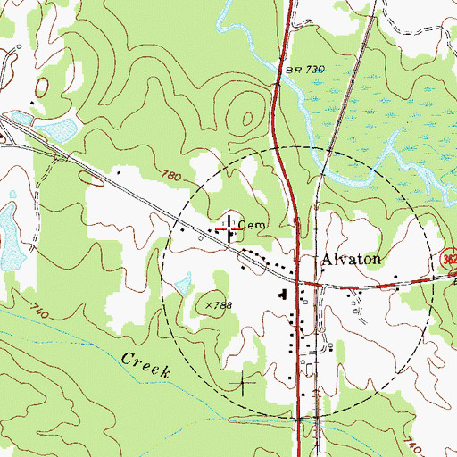 Topographic Map of First Baptist Church, GA
