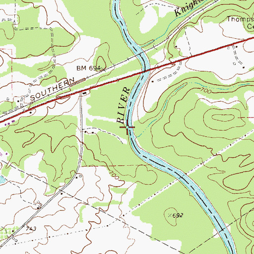 Topographic Map of Halls Bridge (historical), GA