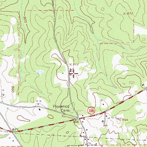 Topographic Map of Jones-Florence Plantation, GA