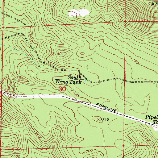 Topographic Map of South Wing Tank, AZ