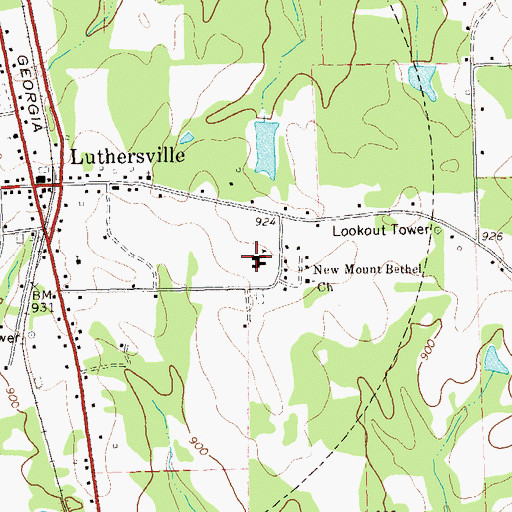 Topographic Map of Luthersville Elementary School, GA