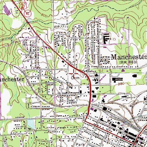 Topographic Map of Manchester Cemetery, GA
