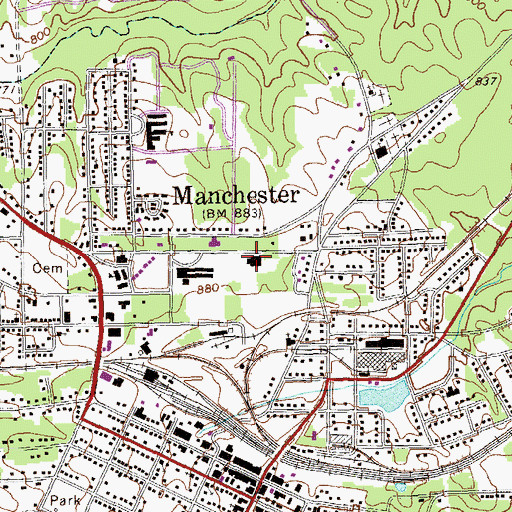 Topographic Map of Manchester Elementary School, GA
