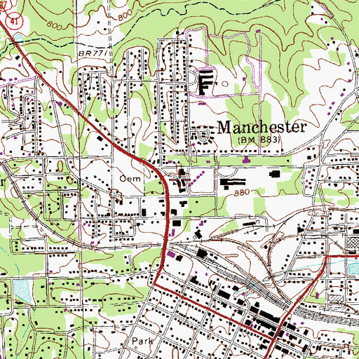 Topographic Map of Manchester High School, GA