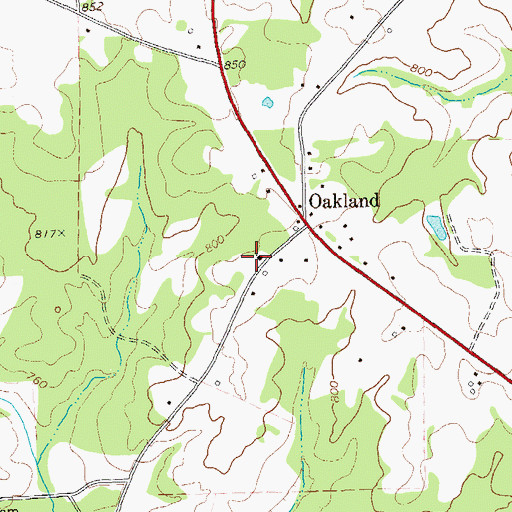 Topographic Map of Oakland Baptist Church, GA